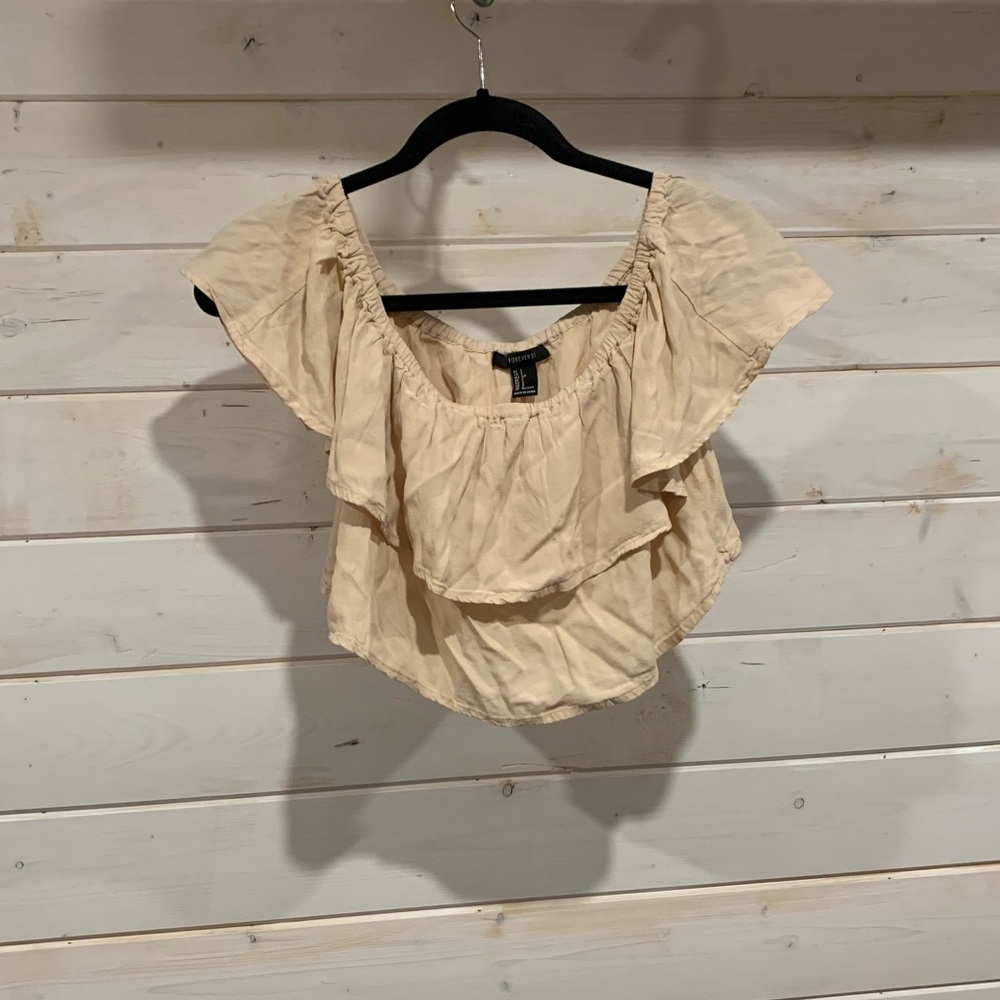 Forever 21 | Cream Ruffled Crop Top